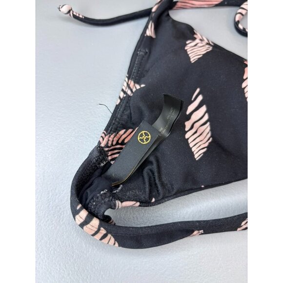 VIX Paula Hermanny women's small black patterned halter tie bikini swim‎ top - Picture 4 of 6